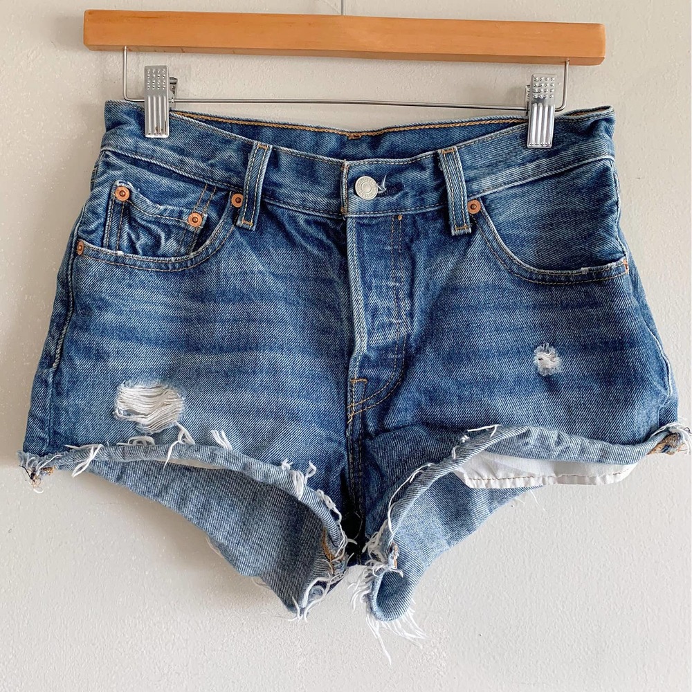Levi's Distressed Blue Denim Jean Shorts